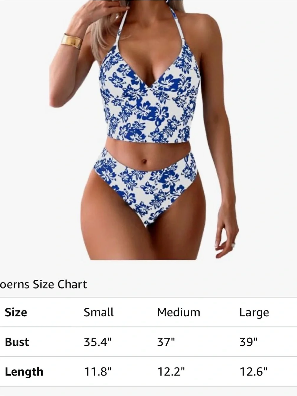 Blue Floral Halter Tankini Bikini Set - Women Swim. NWOT